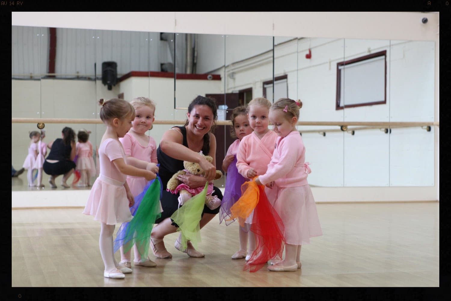 Totz preschool class with Melody Bear and scarves
